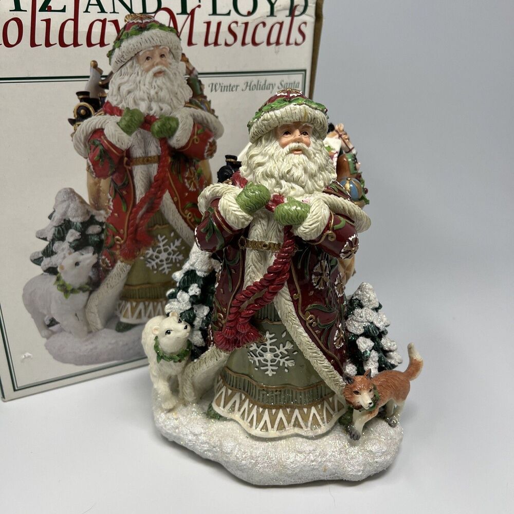 Fitz & Floyd Holiday Musicals Winter Holiday Santa “O Holy Night” VG w/Orig. Box